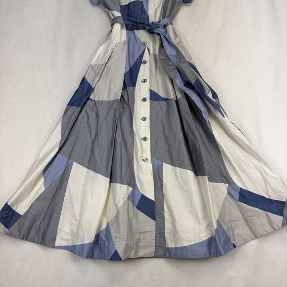 Donna Karan 1950s-Inspired Geometric Shirt Dress Midi Sz 6 - Picture 7 of 9